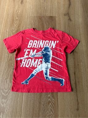 The Children's Place Boys Size medium, 7/8, Red Baseball Graphic T-Shirt